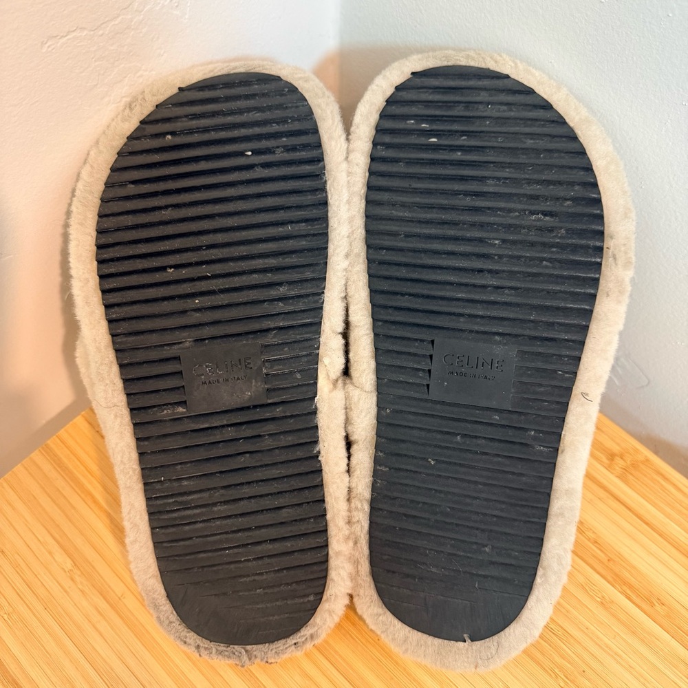 Celine Fur Flat Slides - Cozy Shearling Slippers with Accents - Size 6 - Picture 10 of 10